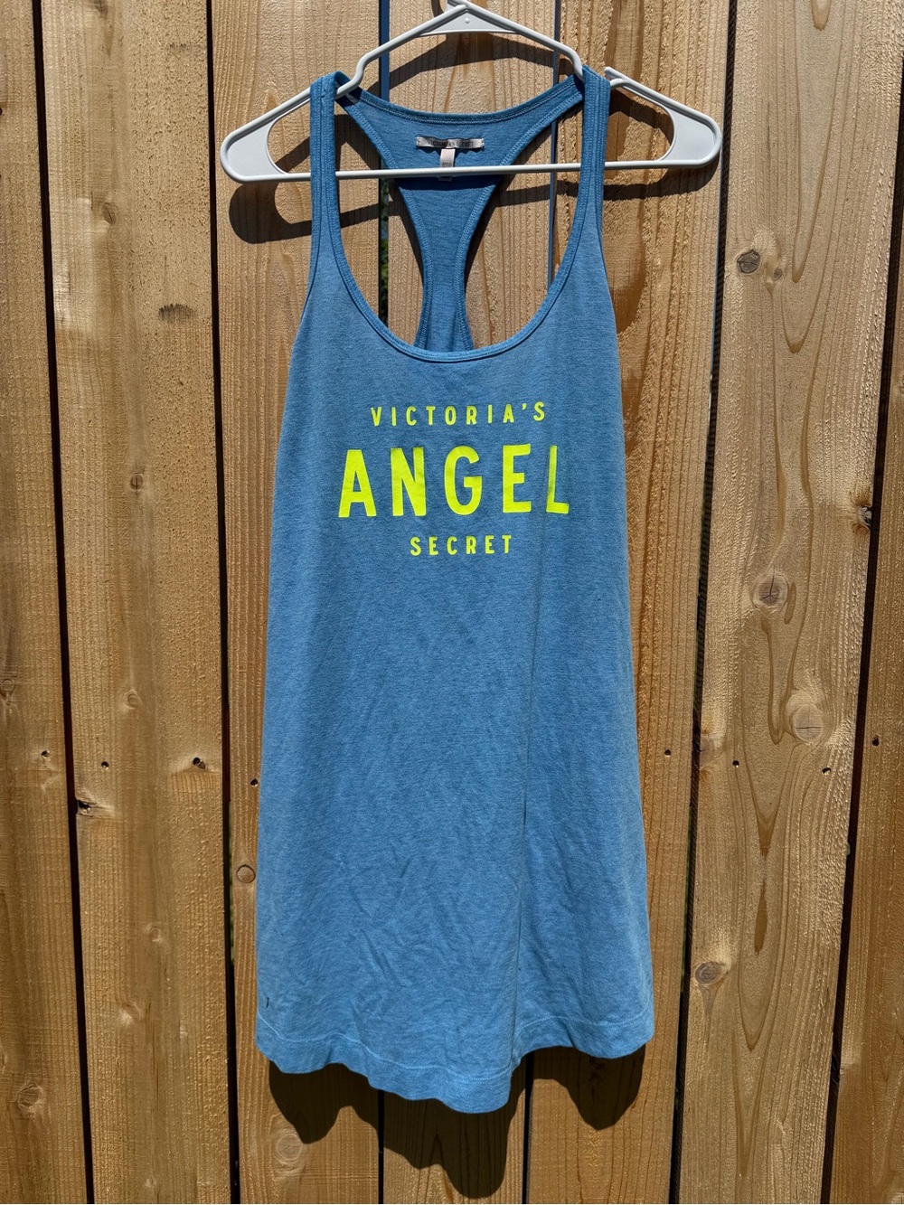 Victoria's Secret Blue Tank with Neon Yellow ANGEL Logo